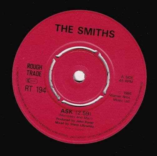 THE SMITHS Ask Vinyl Record 7 Inch Rough Trade 1986